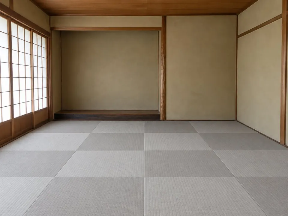 同じ和室の畳を縁なしの灰色にした画像